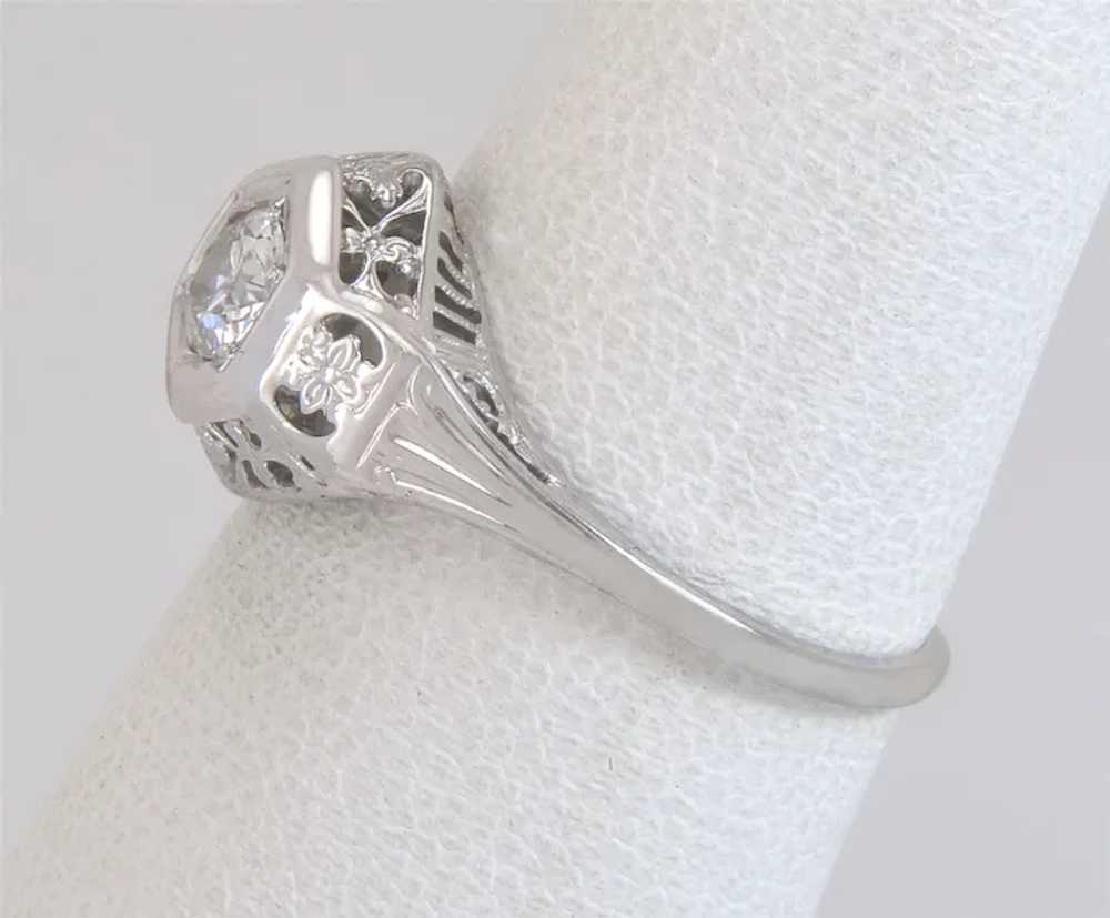 Antique Art Deco 18K White Gold .27ct Genuine Dia… - image 3