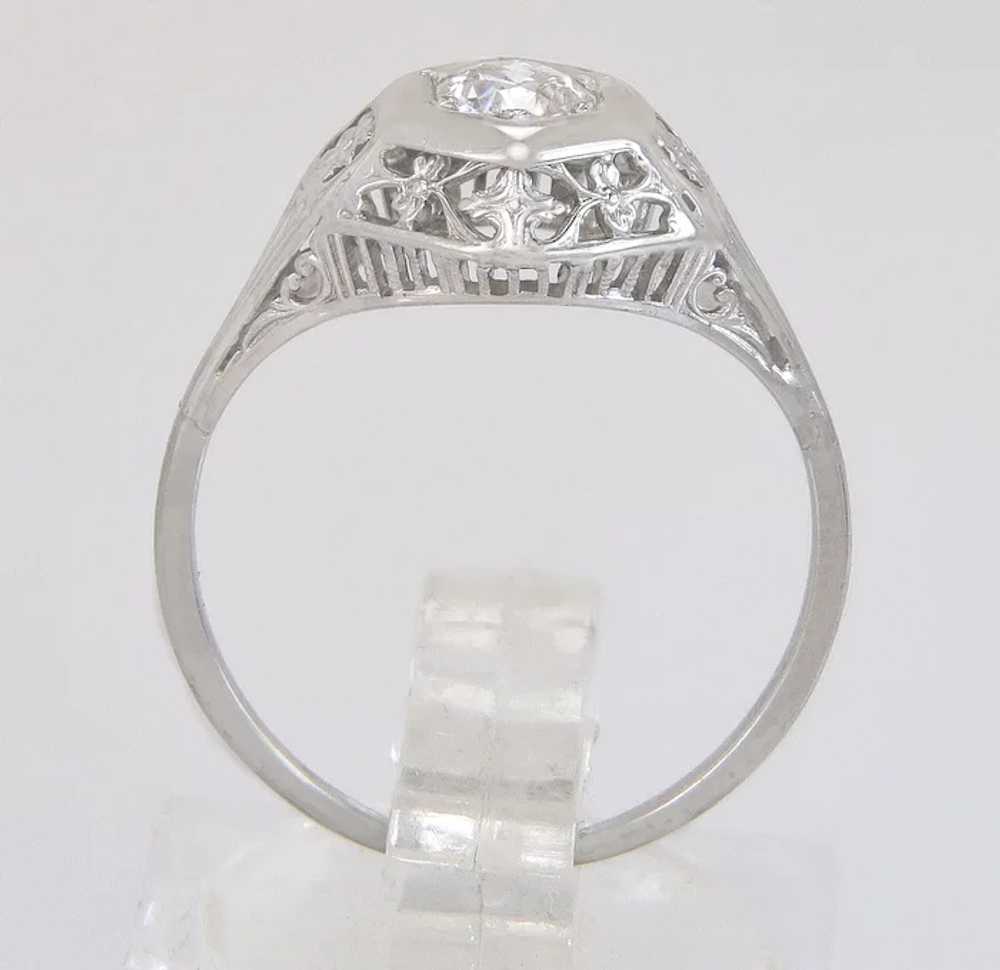 Antique Art Deco 18K White Gold .27ct Genuine Dia… - image 4