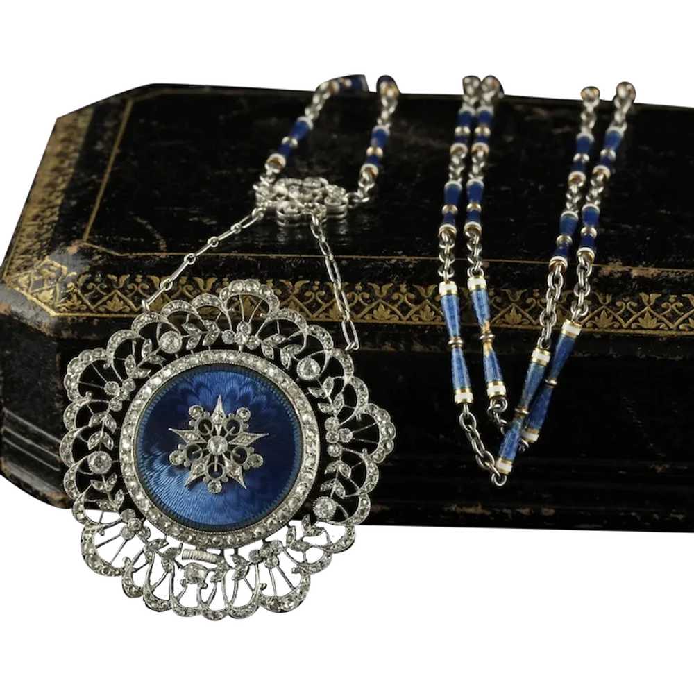 Antique Edwardian Tiffany Co Diamond Enamel Filig… - image 1