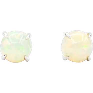 Prismatic Cabochon Natural Opal Stud Earrings in … - image 1