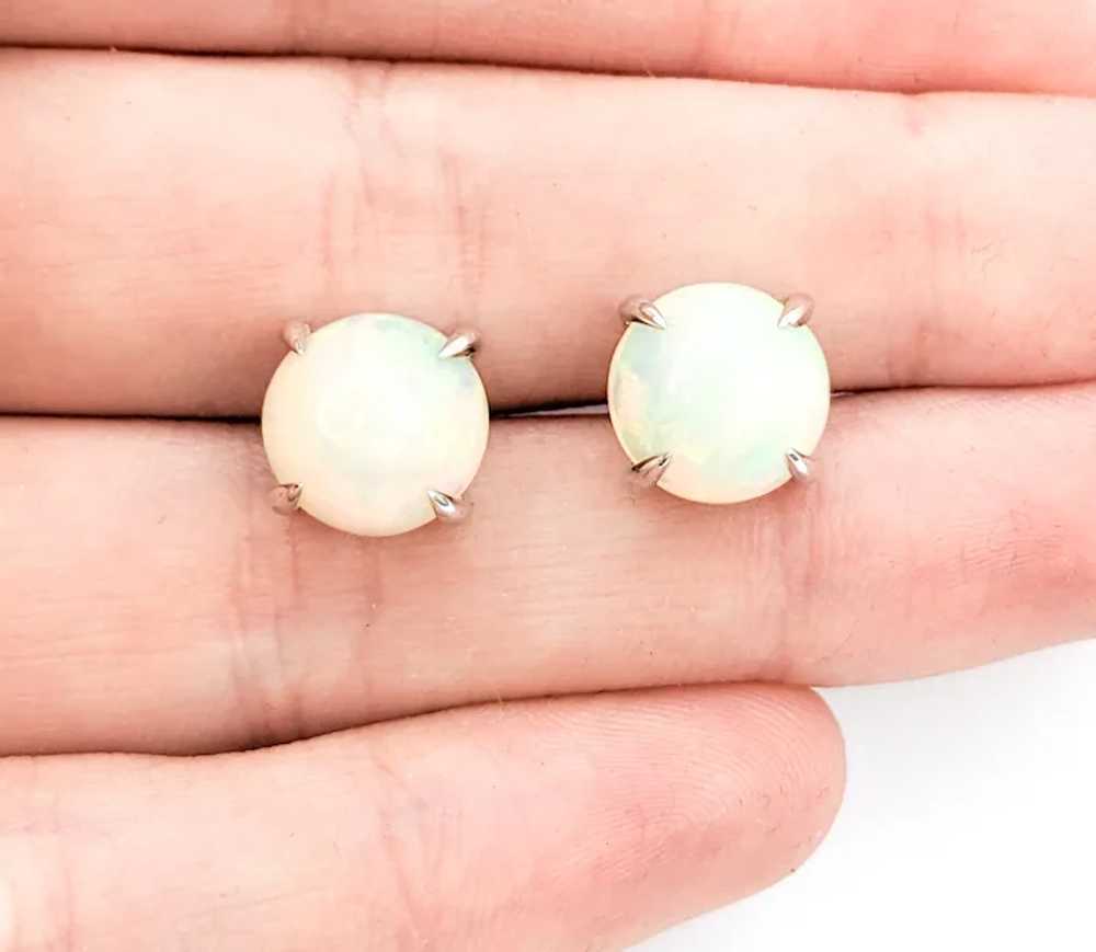 Prismatic Cabochon Natural Opal Stud Earrings in … - image 2