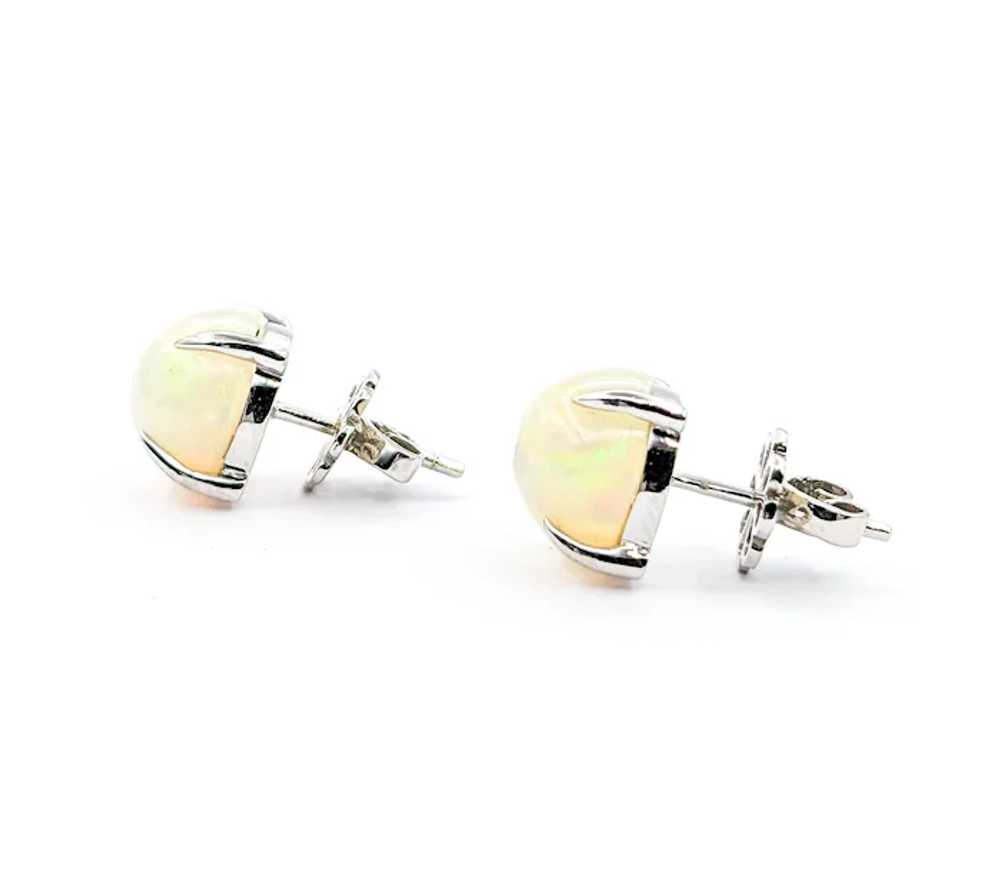 Prismatic Cabochon Natural Opal Stud Earrings in … - image 3