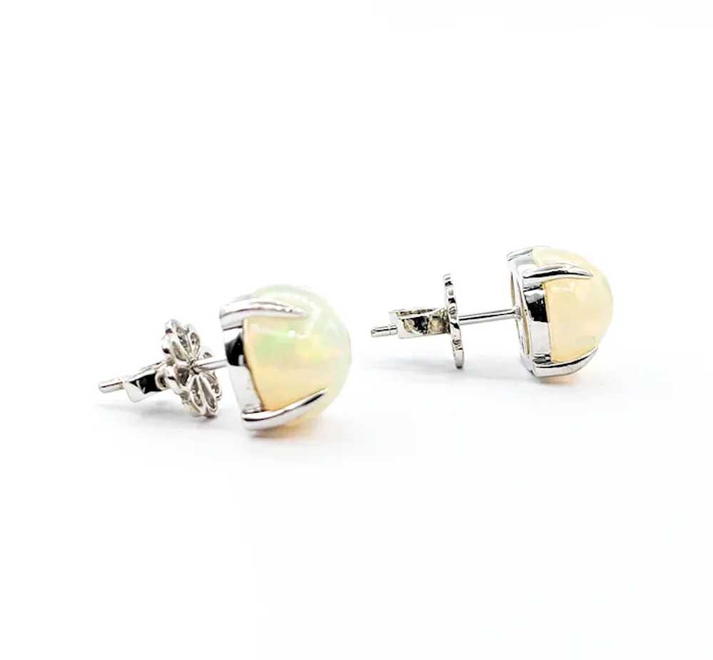 Prismatic Cabochon Natural Opal Stud Earrings in … - image 4