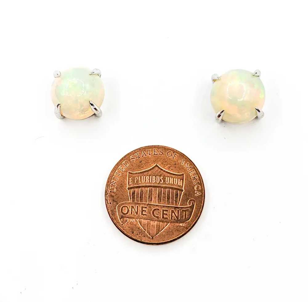 Prismatic Cabochon Natural Opal Stud Earrings in … - image 7
