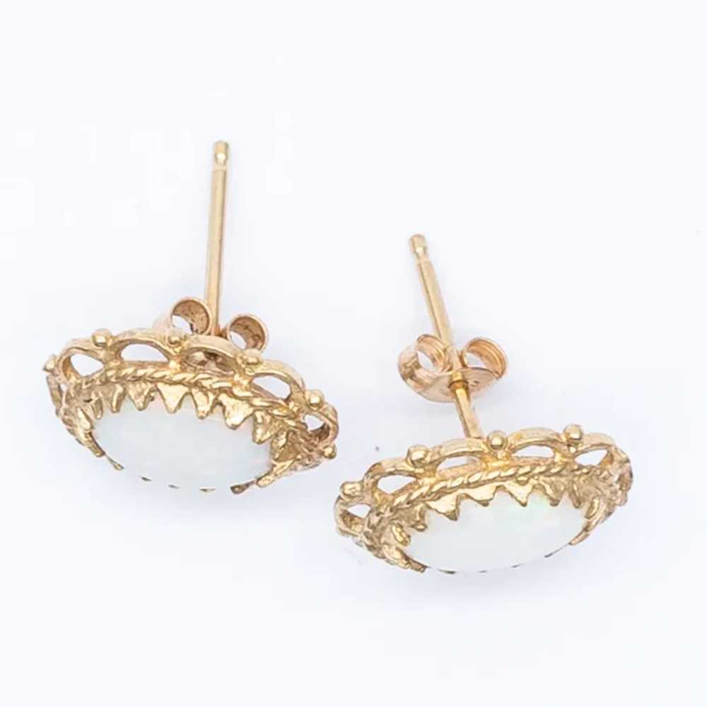 Vintage 9ct Yellow Gold Opal Stud Earrings - image 5