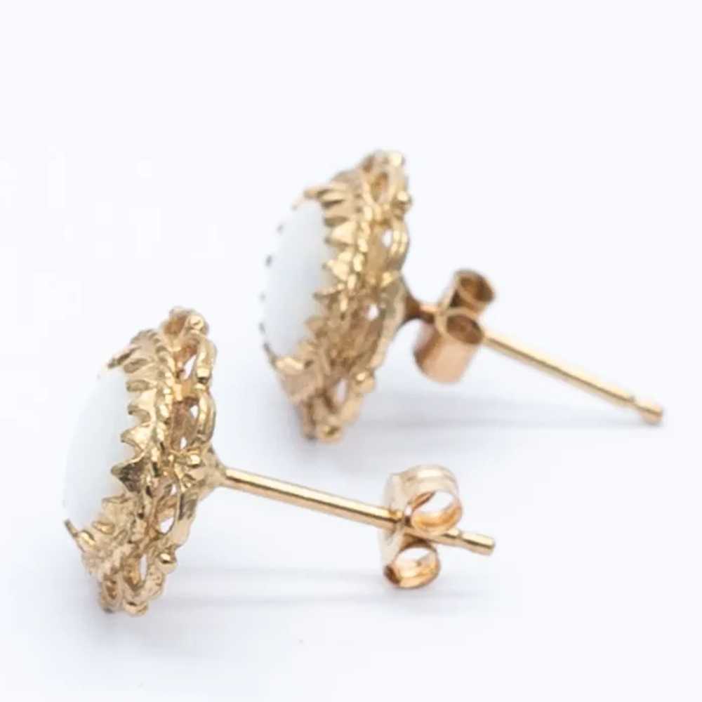 Vintage 9ct Yellow Gold Opal Stud Earrings - image 8