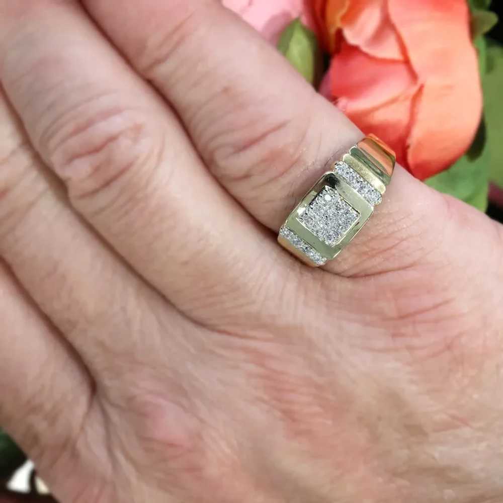Men's Cluster Diamond Ring 14K Gold 0.30 CTW Size… - image 2