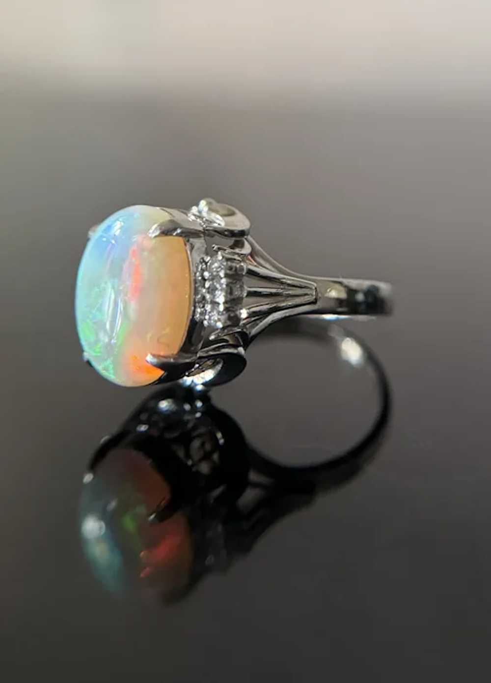 Vintage Platinum Opal Diamond Cocktail Ring - image 6