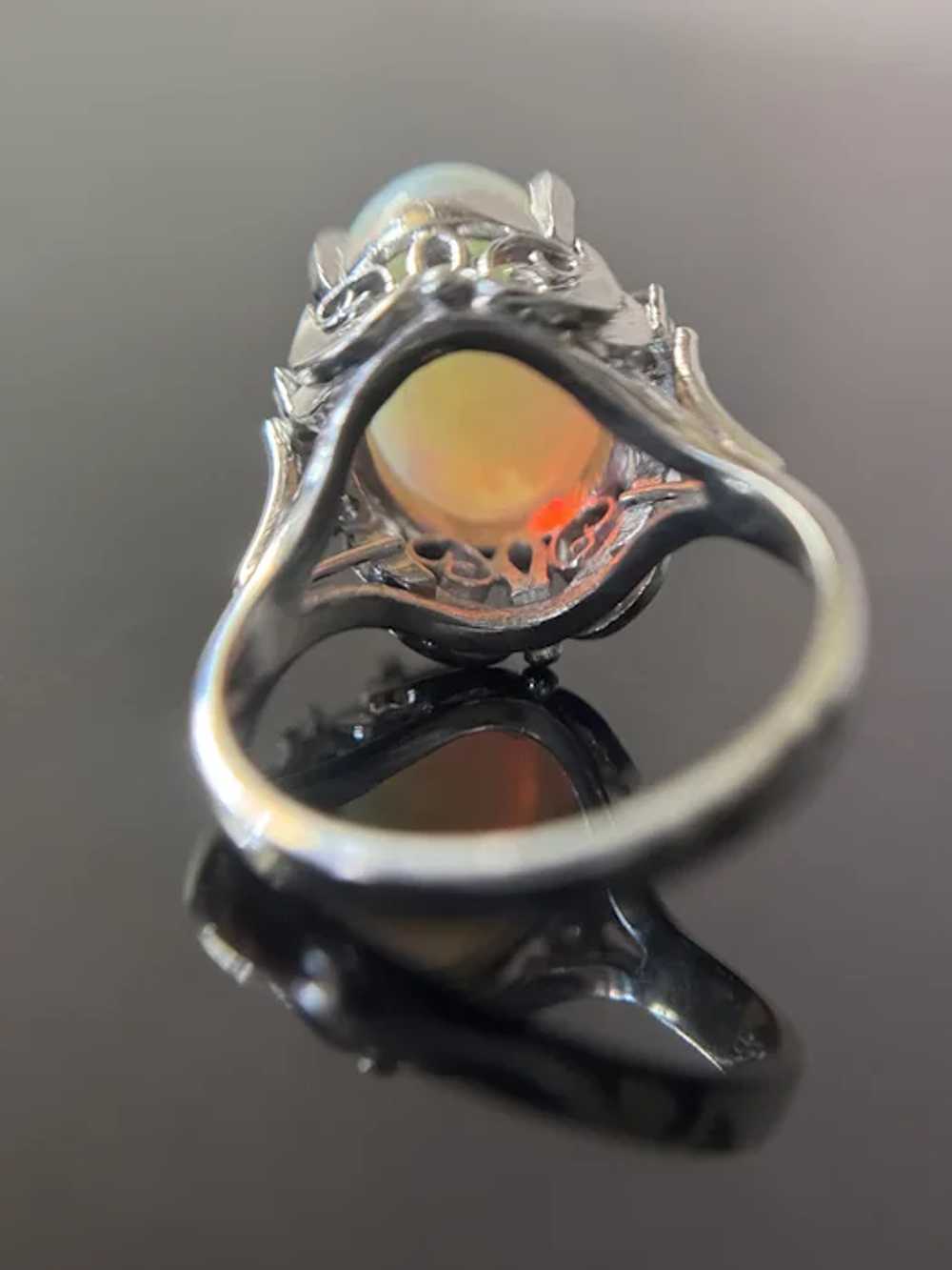 Vintage Platinum Opal Diamond Cocktail Ring - image 9