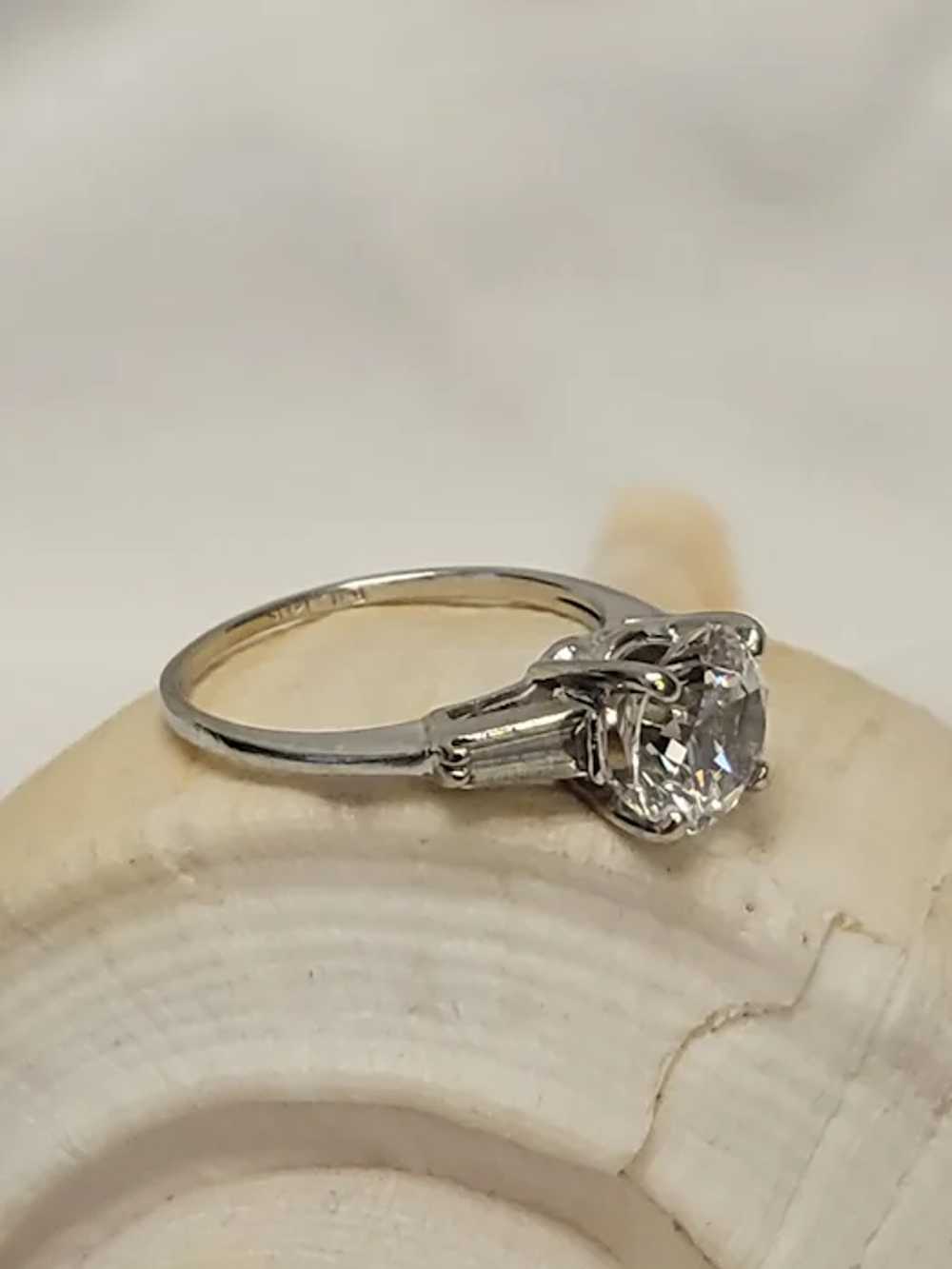 14K White Sapphires and Baguette's  Solitaire Ring - image 11