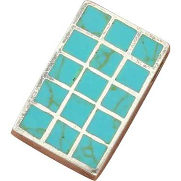 Sterling Silver Turquoise Grid Slider Pendant - image 1