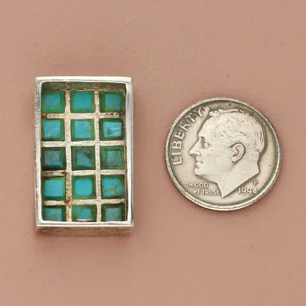 Sterling Silver Turquoise Grid Slider Pendant - image 4