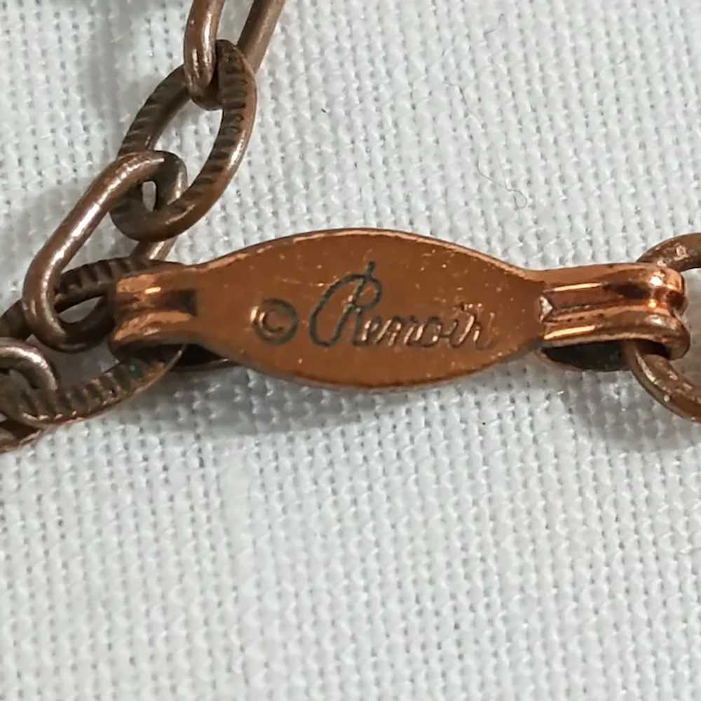 Renoir copper dotted crescent swag filigree neckl… - image 6