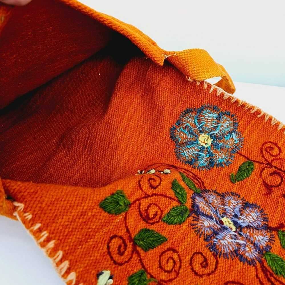 Peruvian Crossbody Bag Wool Floral Embroidered Or… - image 10