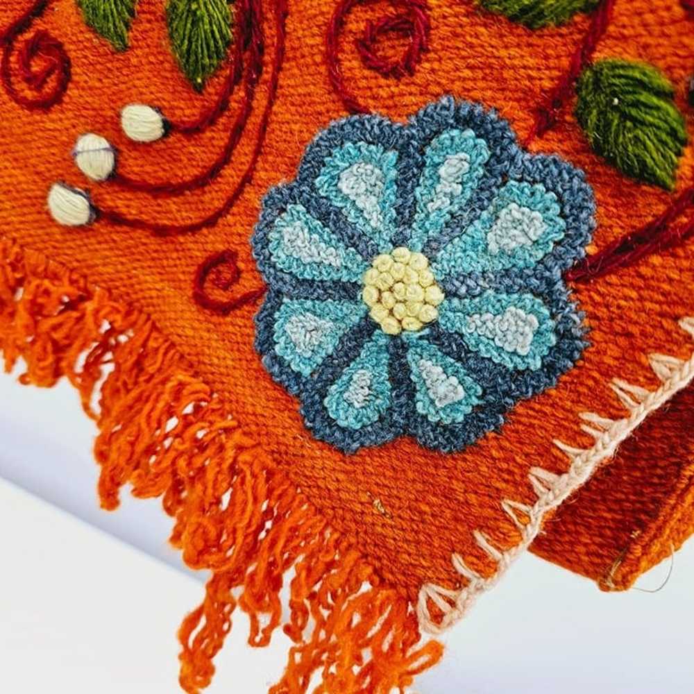 Peruvian Crossbody Bag Wool Floral Embroidered Or… - image 3