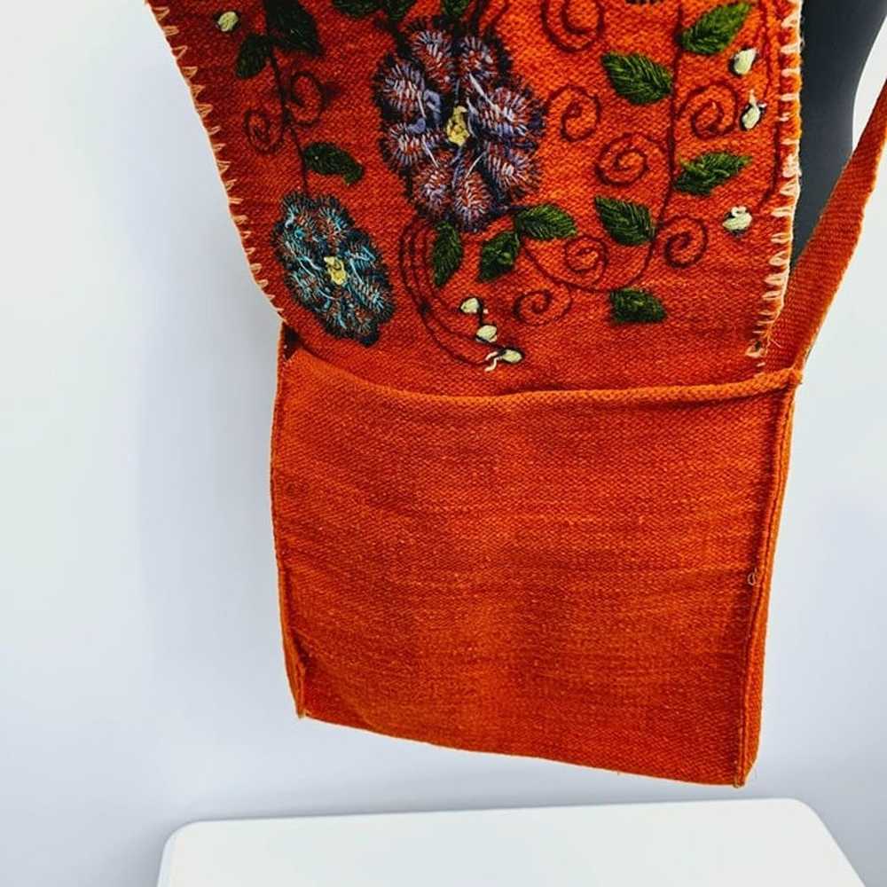 Peruvian Crossbody Bag Wool Floral Embroidered Or… - image 6