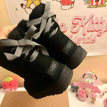 Black UGG Boots w/ Gray Bow