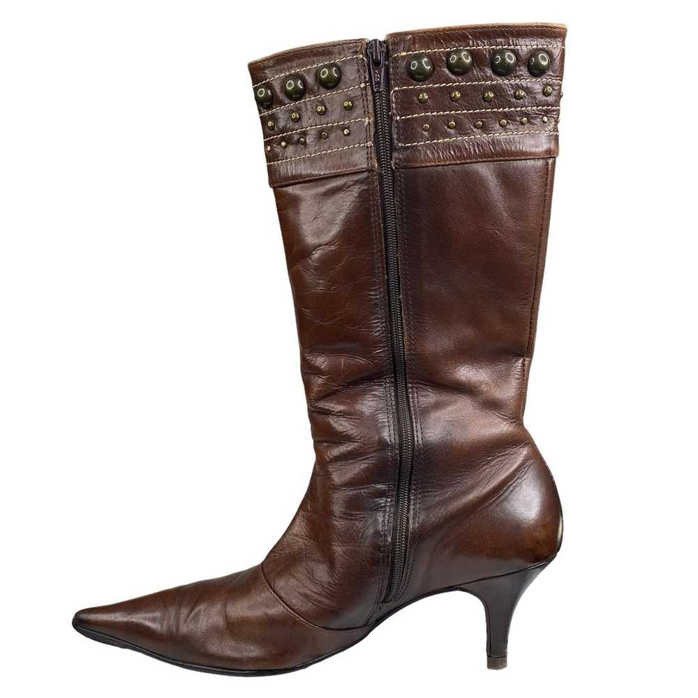 Vintage Stephanie Women's Brown Leather Studded L… - image 2