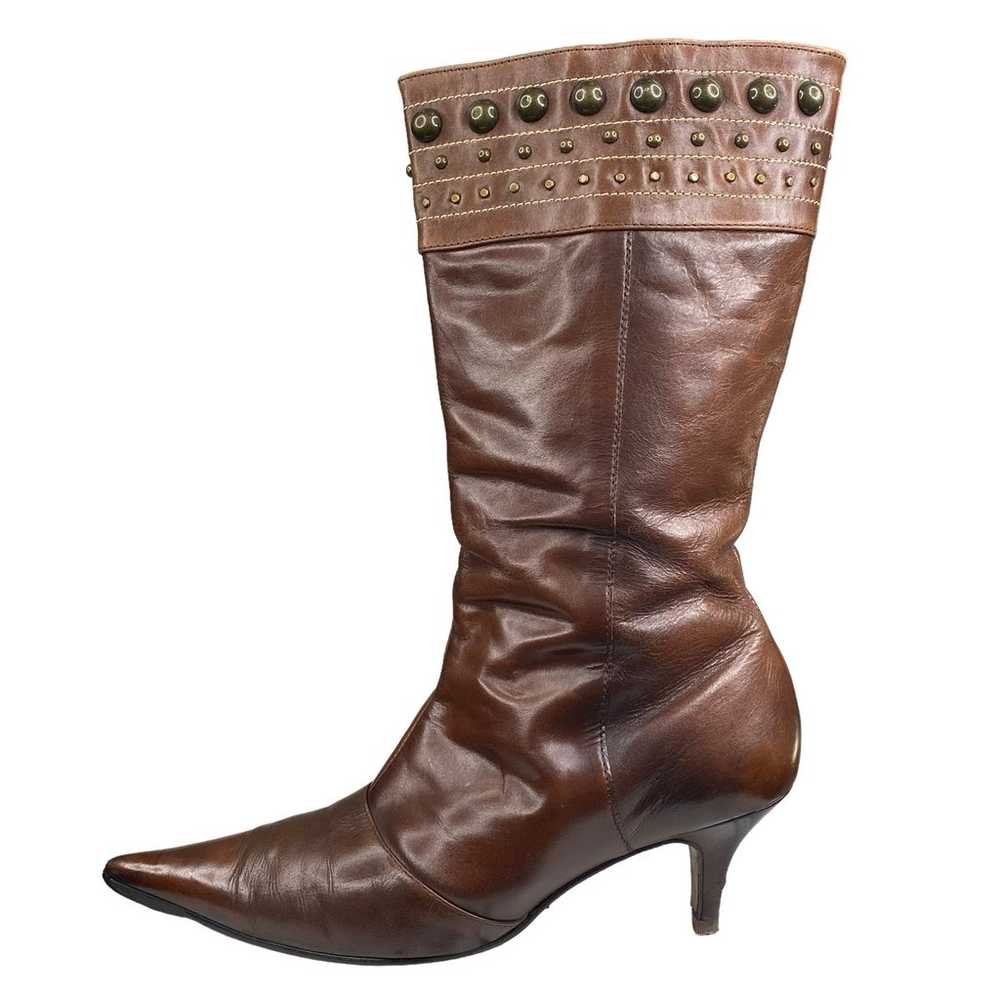 Vintage Stephanie Women's Brown Leather Studded L… - image 3
