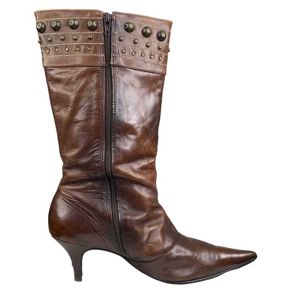 Vintage Stephanie Women's Brown Leather Studded L… - image 4