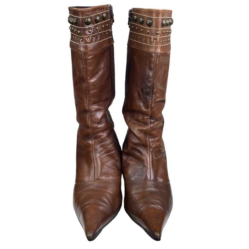 Vintage Stephanie Women's Brown Leather Studded L… - image 6