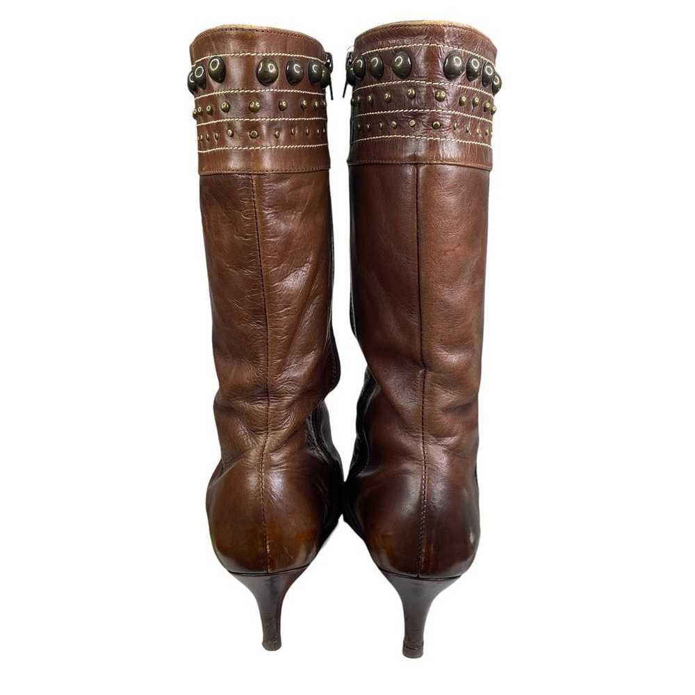 Vintage Stephanie Women's Brown Leather Studded L… - image 7