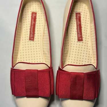 But Another Innocent Tale Red and Beige Flats