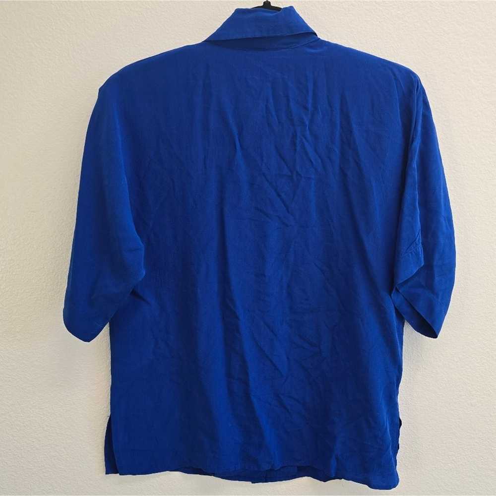 Dorman Vintage Blue 100% Silk Blouse with Shoulde… - image 2