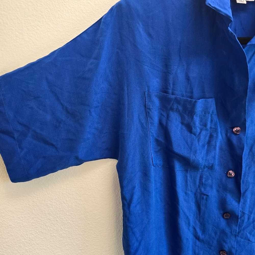 Dorman Vintage Blue 100% Silk Blouse with Shoulde… - image 4