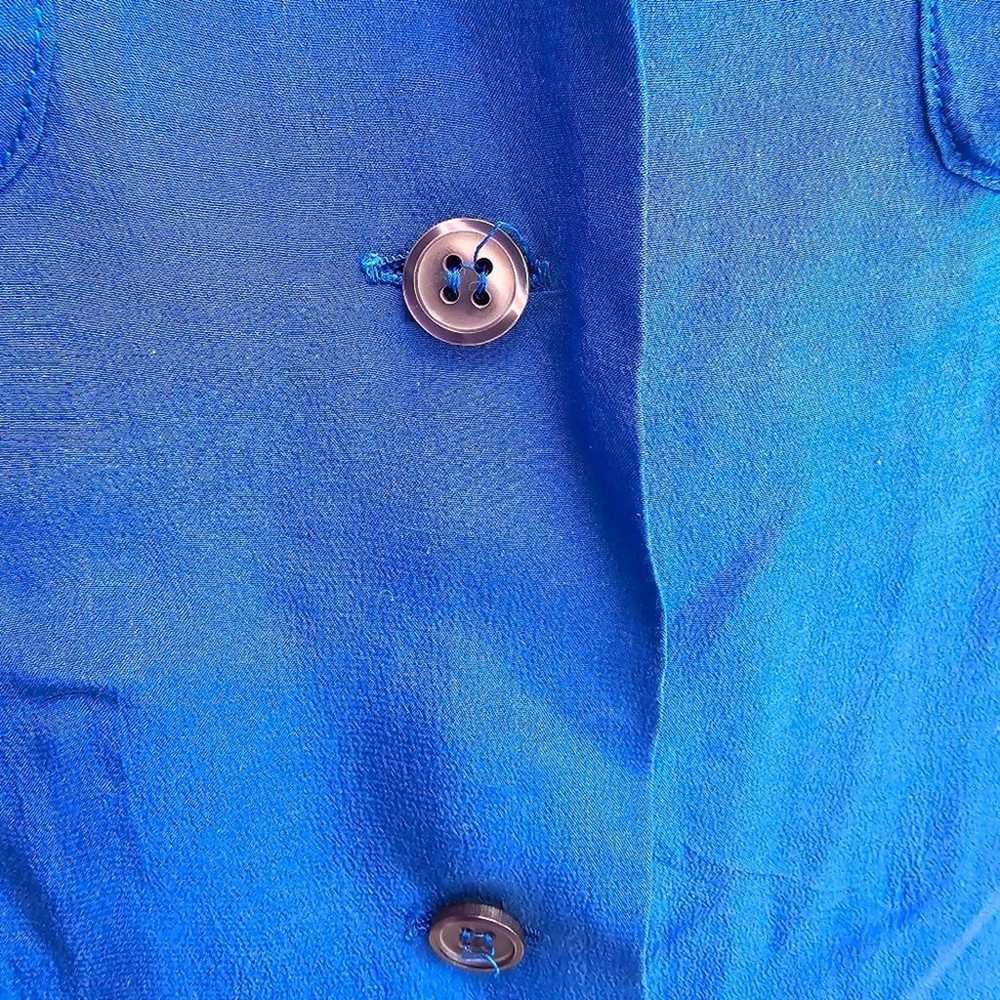 Dorman Vintage Blue 100% Silk Blouse with Shoulde… - image 5