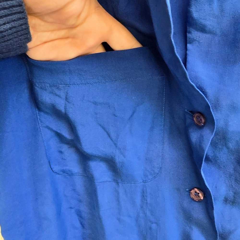 Dorman Vintage Blue 100% Silk Blouse with Shoulde… - image 6