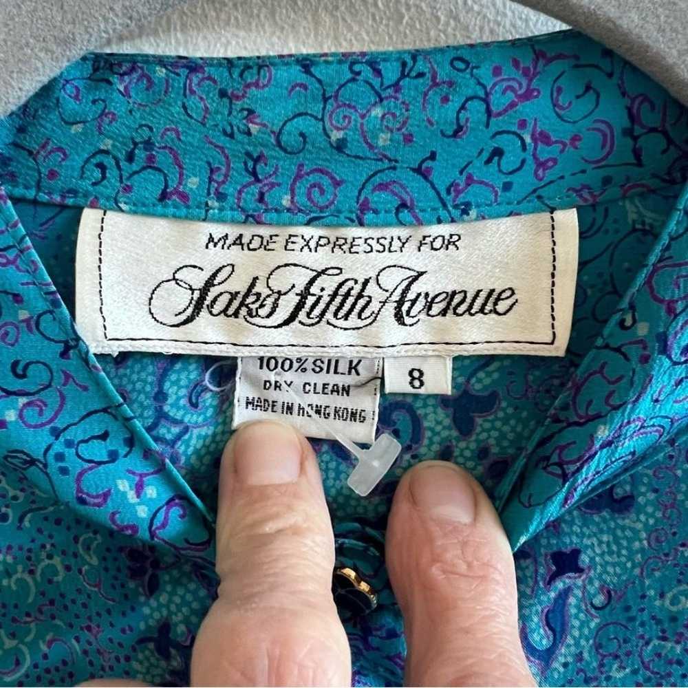 Vintage 100% Silk Button Down Blouse Saks Fifth A… - image 10