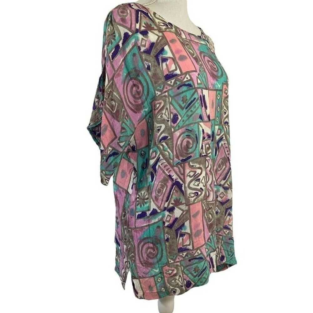 Pastel 80s Vintage Retro All Over Pattern Blouse … - image 3
