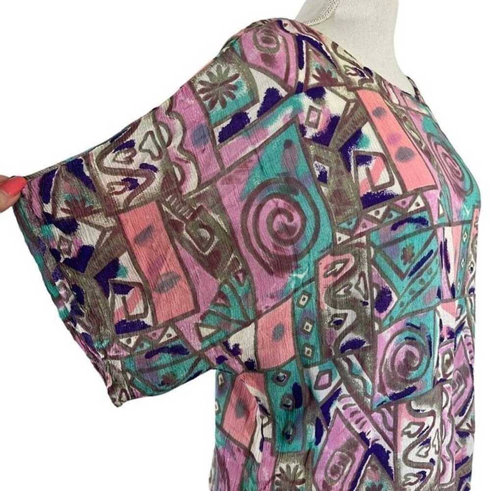 Pastel 80s Vintage Retro All Over Pattern Blouse … - image 5