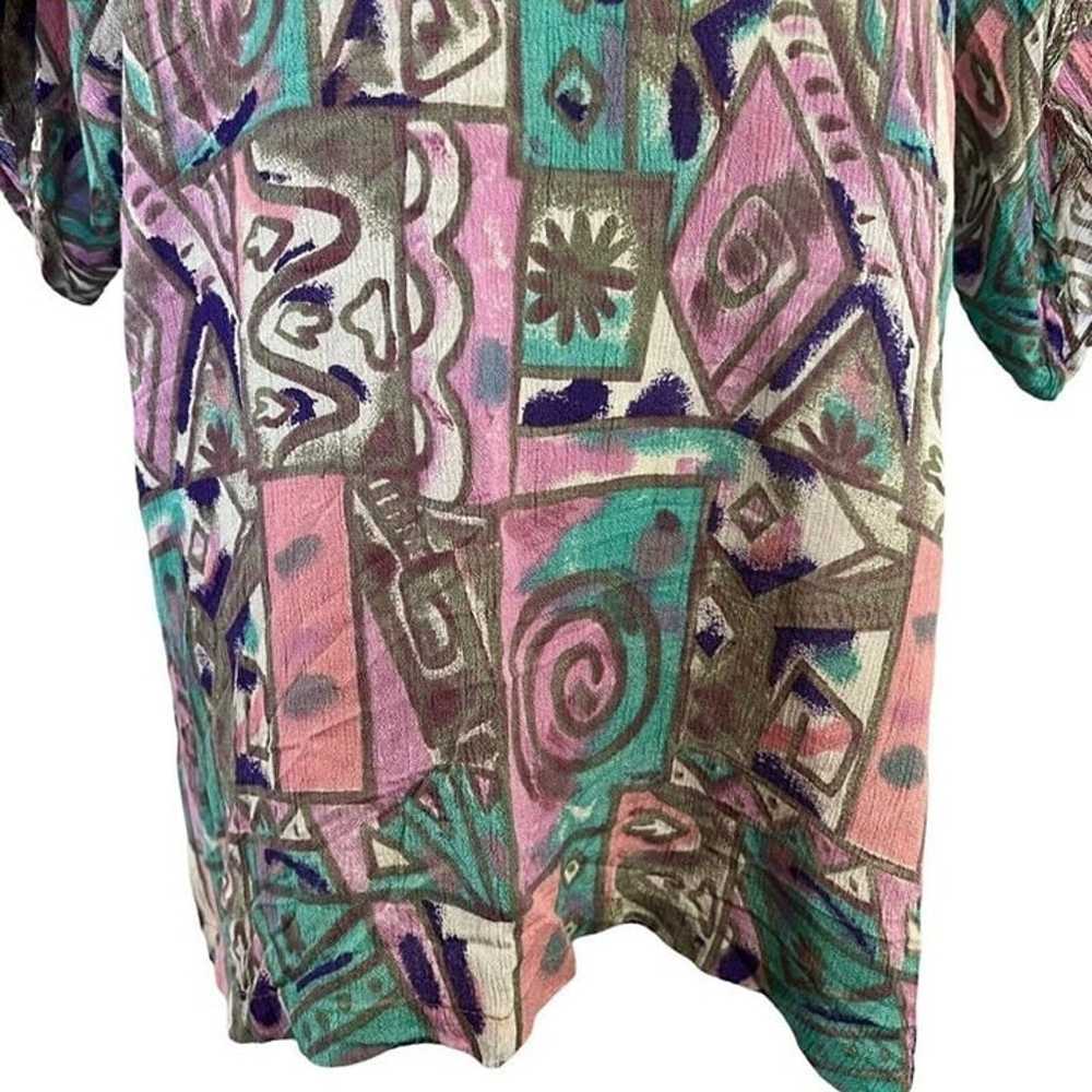 Pastel 80s Vintage Retro All Over Pattern Blouse … - image 6