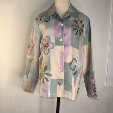Alfred Dunner Womens Vintage 100% Silk Artsy Flor… - image 1