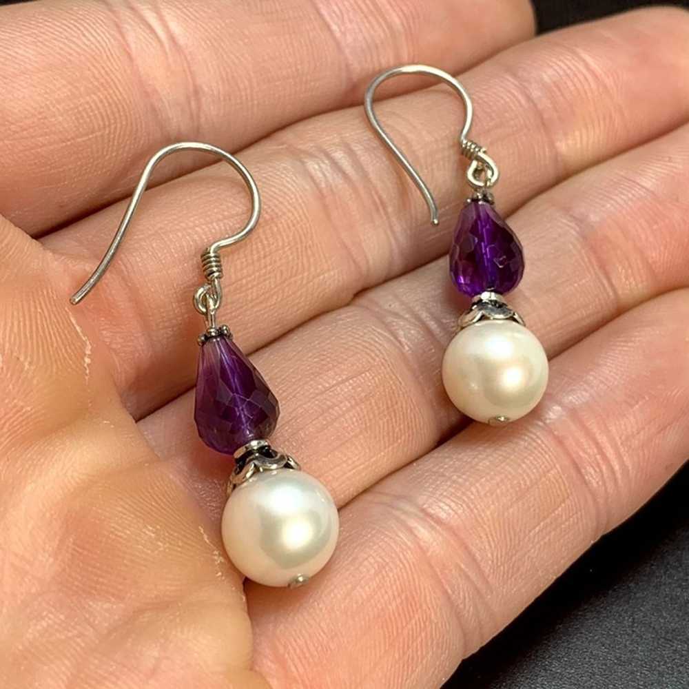 Sterling Silver 925 Freshwater Pearl & Amethyst D… - image 4