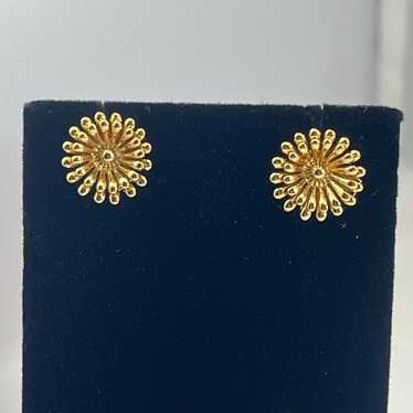 COACH Vintage Flower Gold Tone Floral Stud Earrin… - image 1