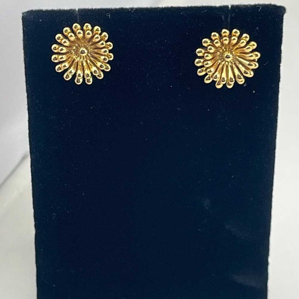 COACH Vintage Flower Gold Tone Floral Stud Earrin… - image 3