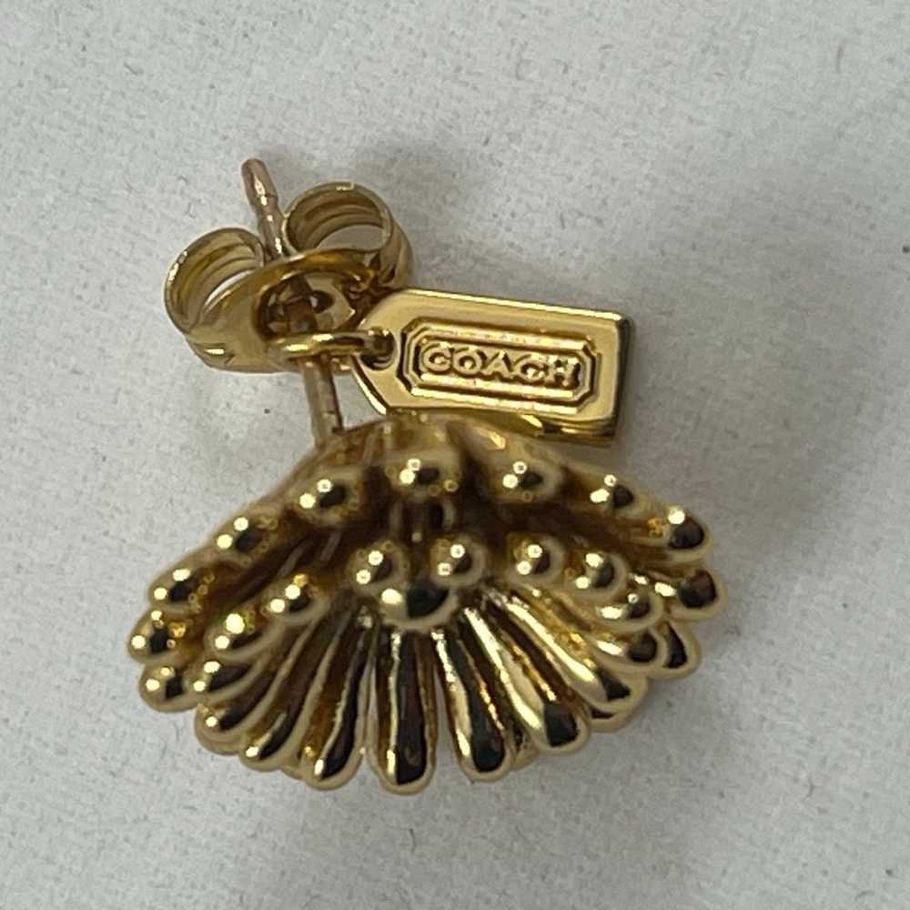 COACH Vintage Flower Gold Tone Floral Stud Earrin… - image 7