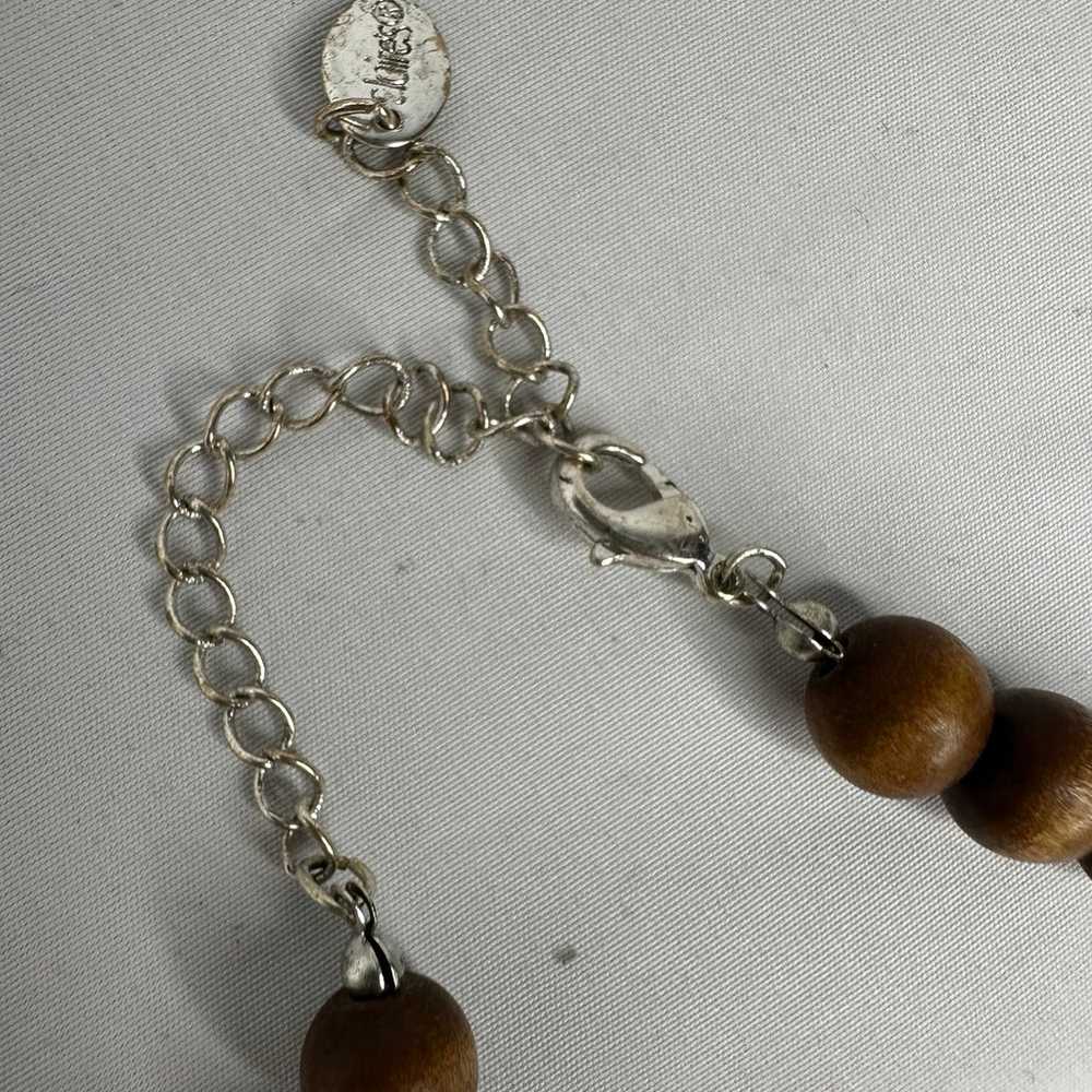 Vintage Chunky Wood Beaded Necklace Boho Statemen… - image 4