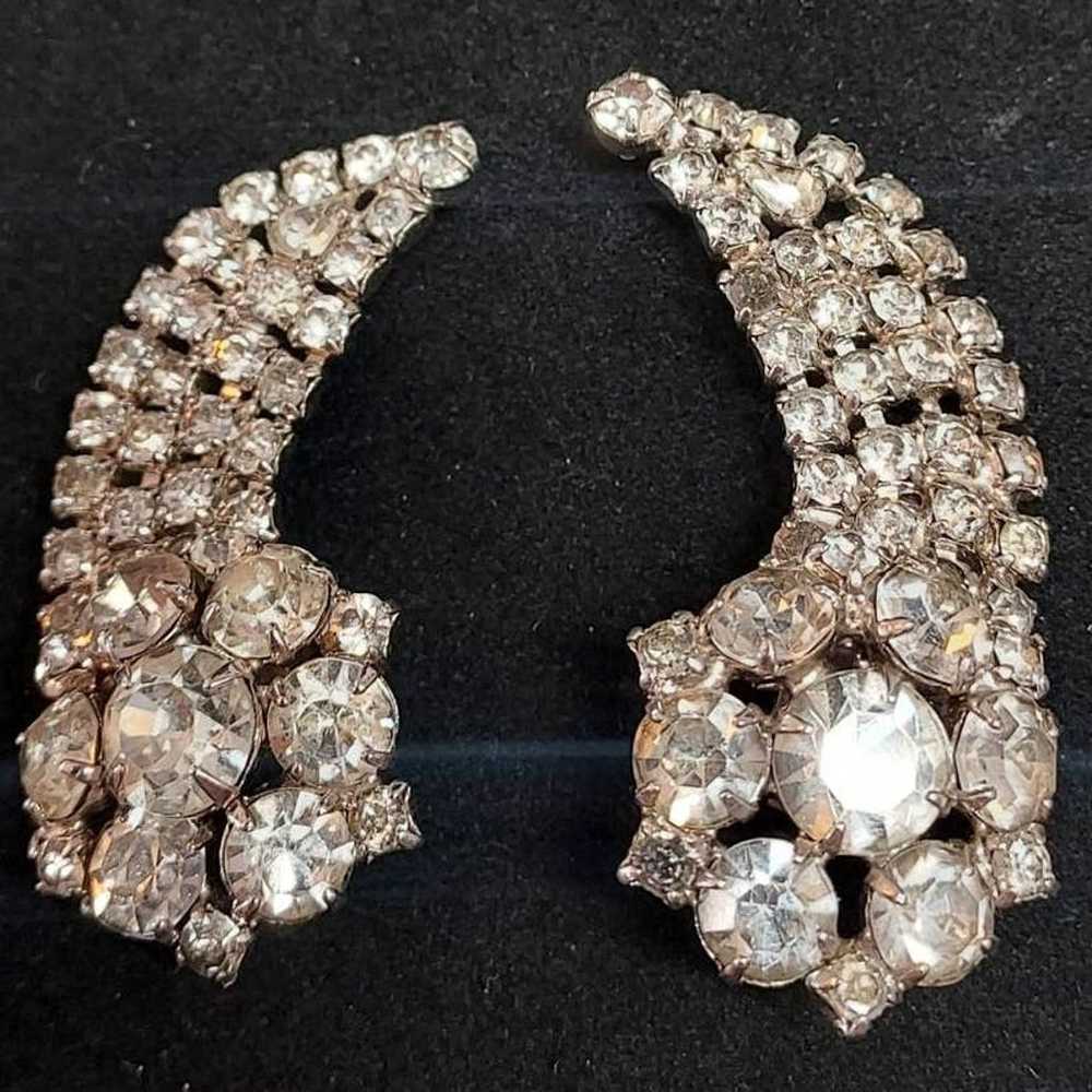 Vintage Rhinestone Clip On Earrings Statement Gli… - image 10