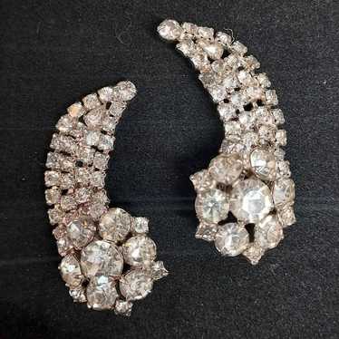 Vintage Rhinestone Clip On Earrings Statement Gli… - image 1