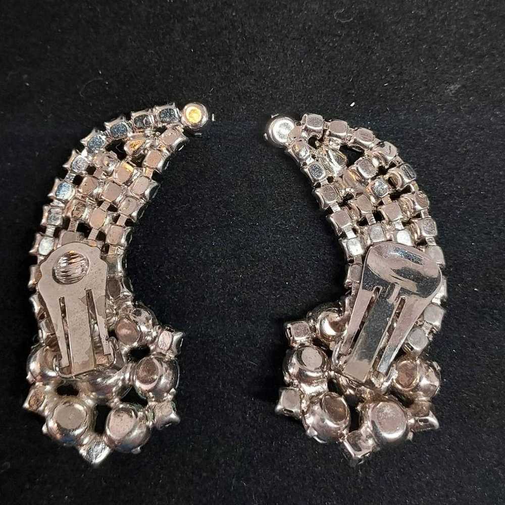 Vintage Rhinestone Clip On Earrings Statement Gli… - image 3