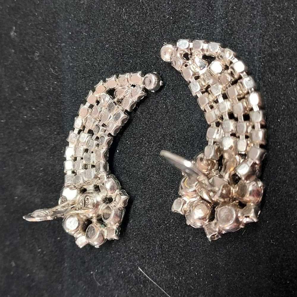 Vintage Rhinestone Clip On Earrings Statement Gli… - image 4