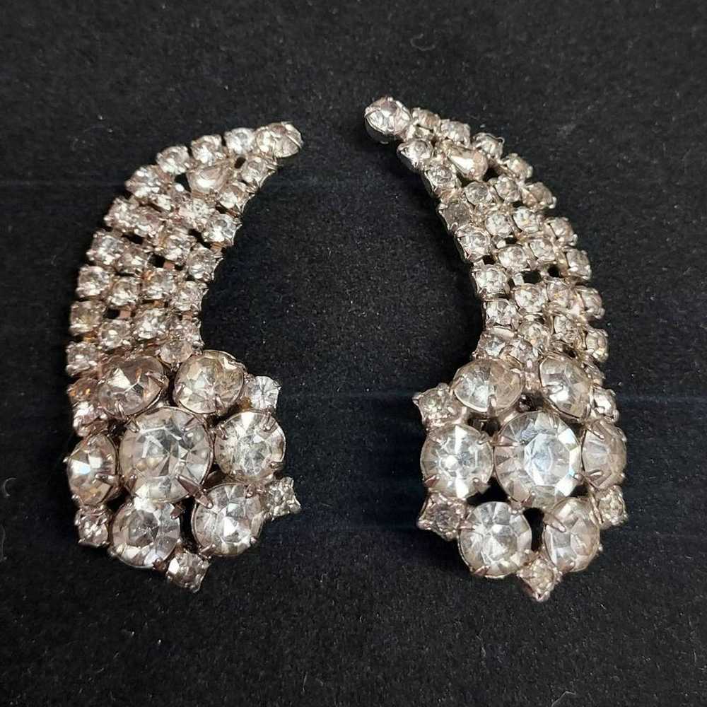 Vintage Rhinestone Clip On Earrings Statement Gli… - image 5