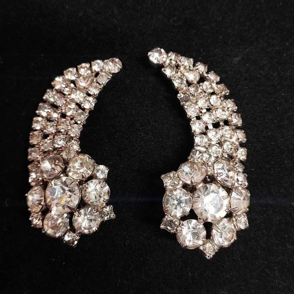 Vintage Rhinestone Clip On Earrings Statement Gli… - image 7