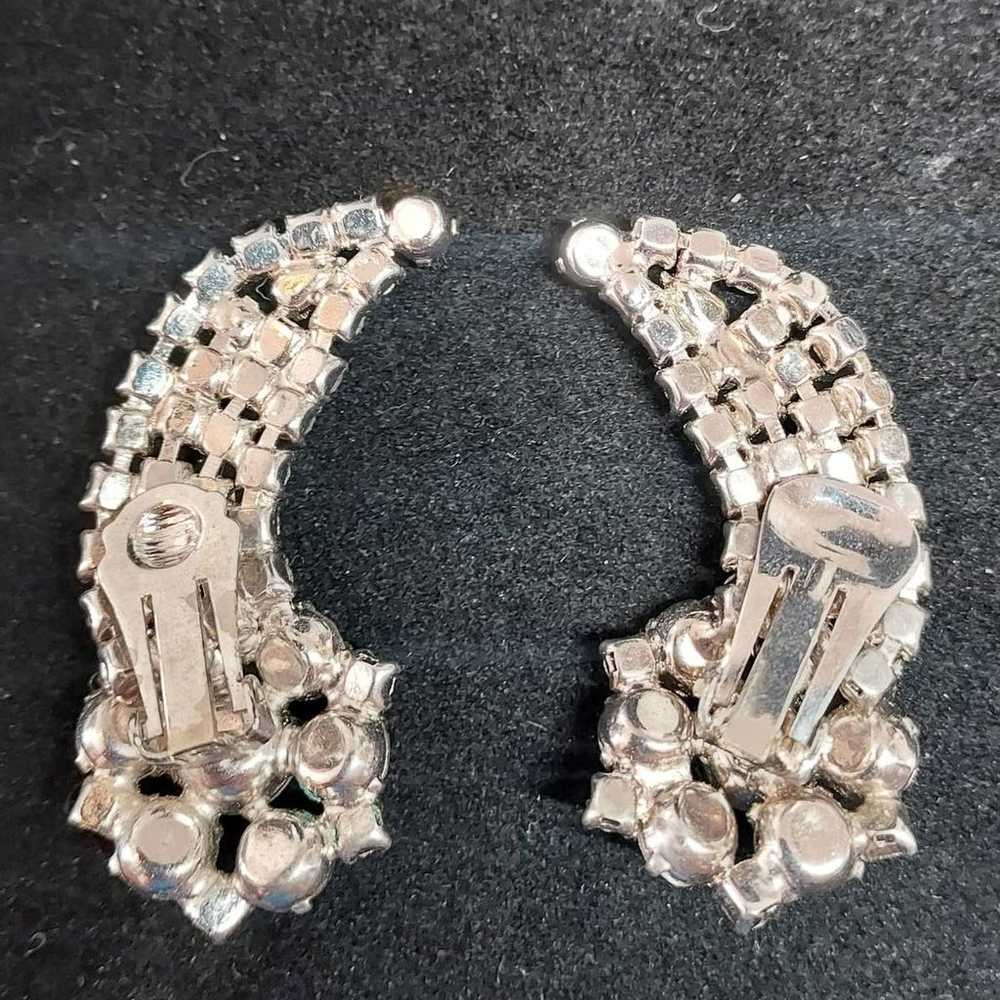 Vintage Rhinestone Clip On Earrings Statement Gli… - image 8