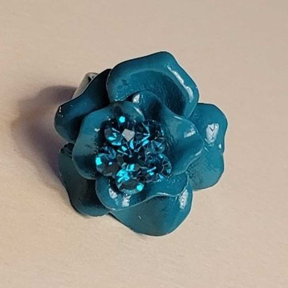 Vintage Blue Rose Ring - image 2