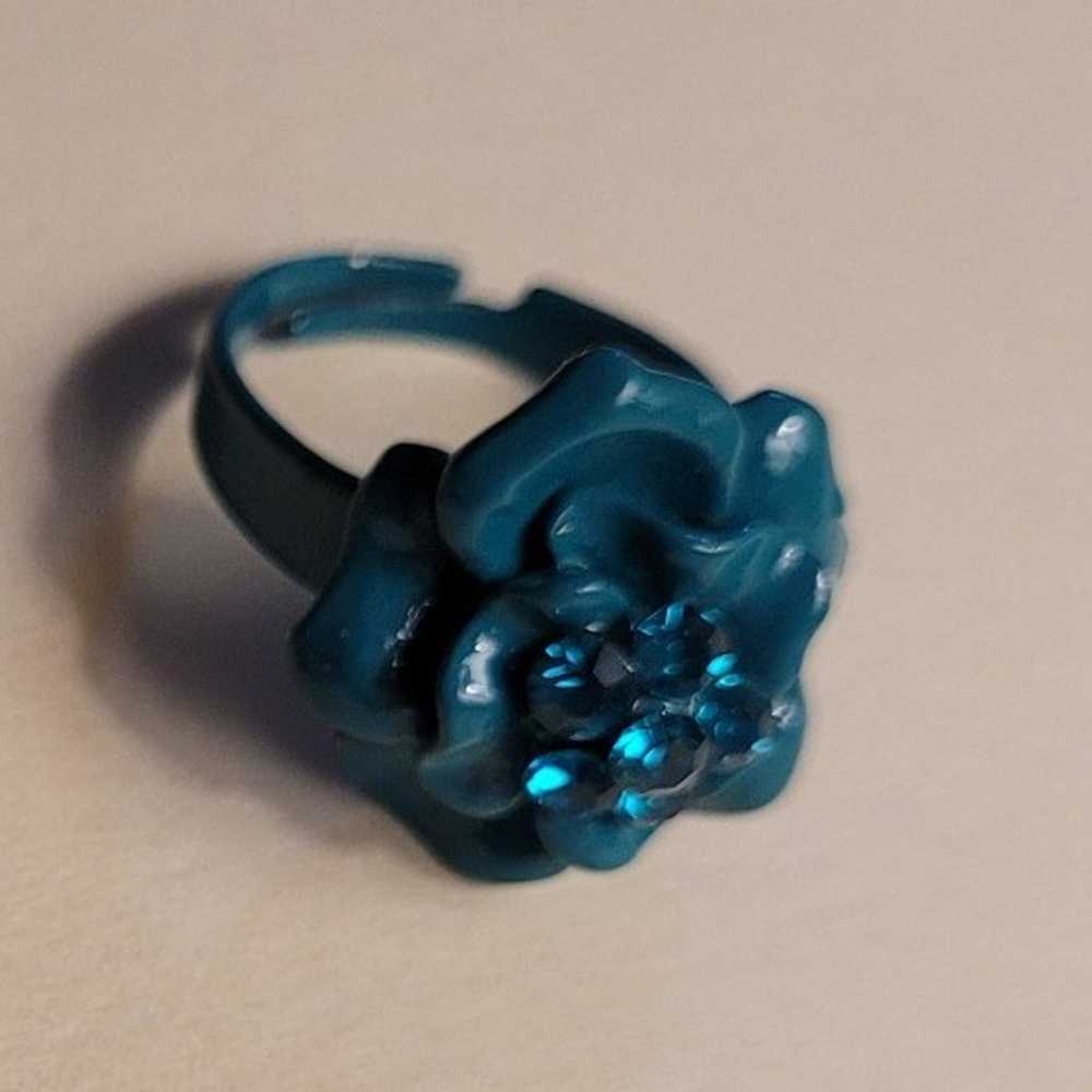 Vintage Blue Rose Ring - image 4